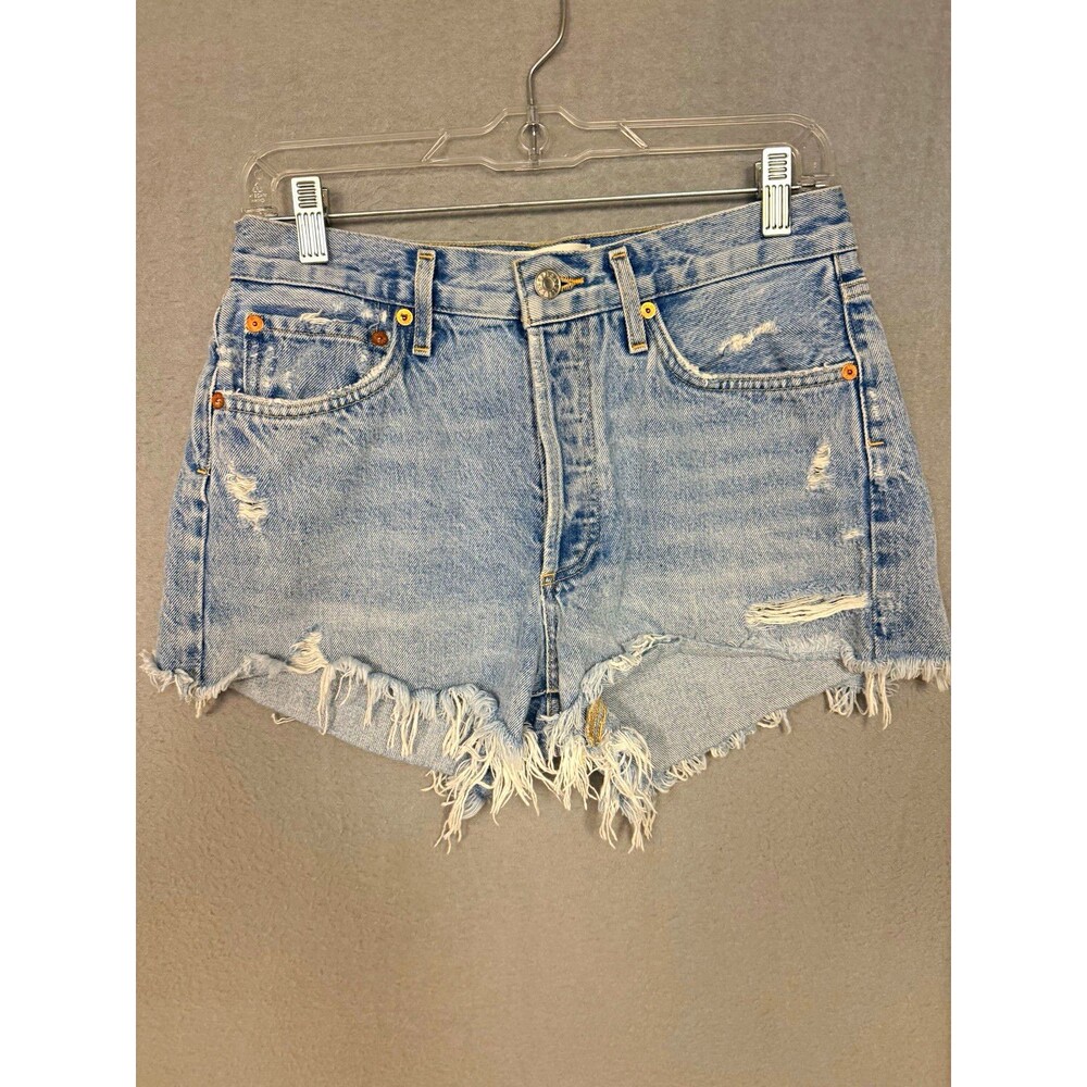 AGOLDE Parker Vintage Cut Off Denim Shorts Light Wash Distressed Size 26 A026-81